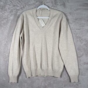 NEW Filippo De Laurentiis Men's Sweater Wool Cashmere V Neck Neutral 52_L Beige